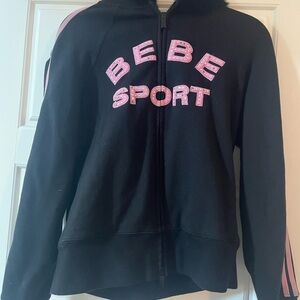 Bebe Sport Black Zip-Up hood Jacket